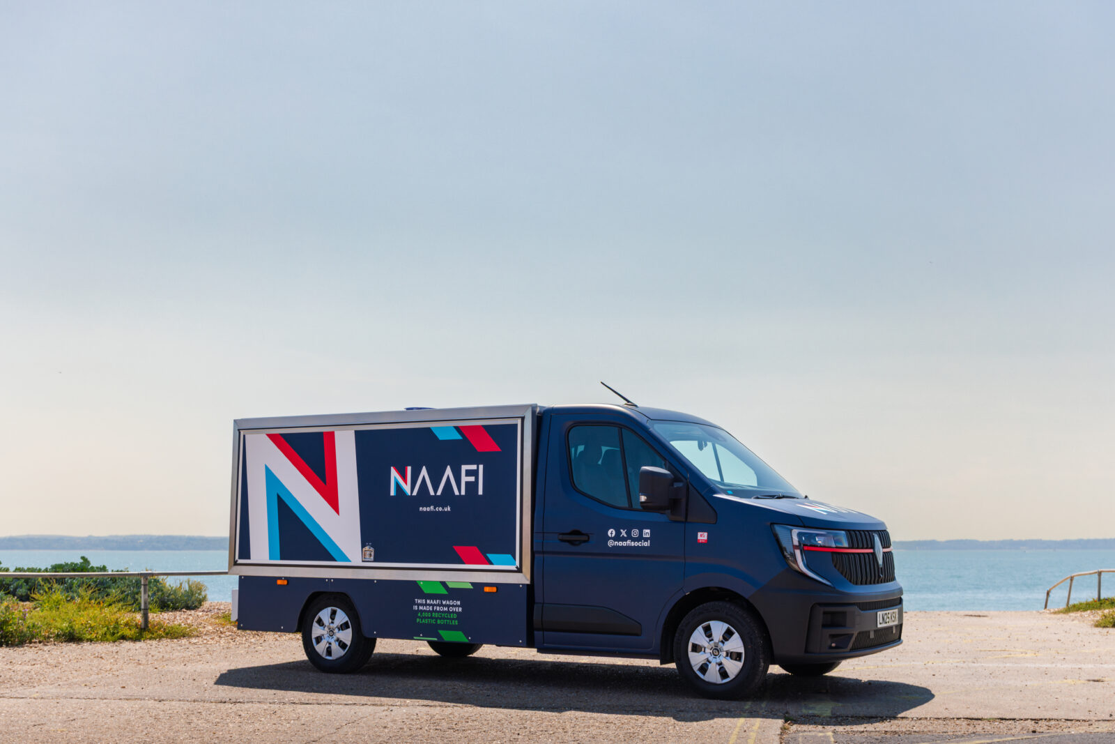 Action shot of the NAAFI wagon on the coast