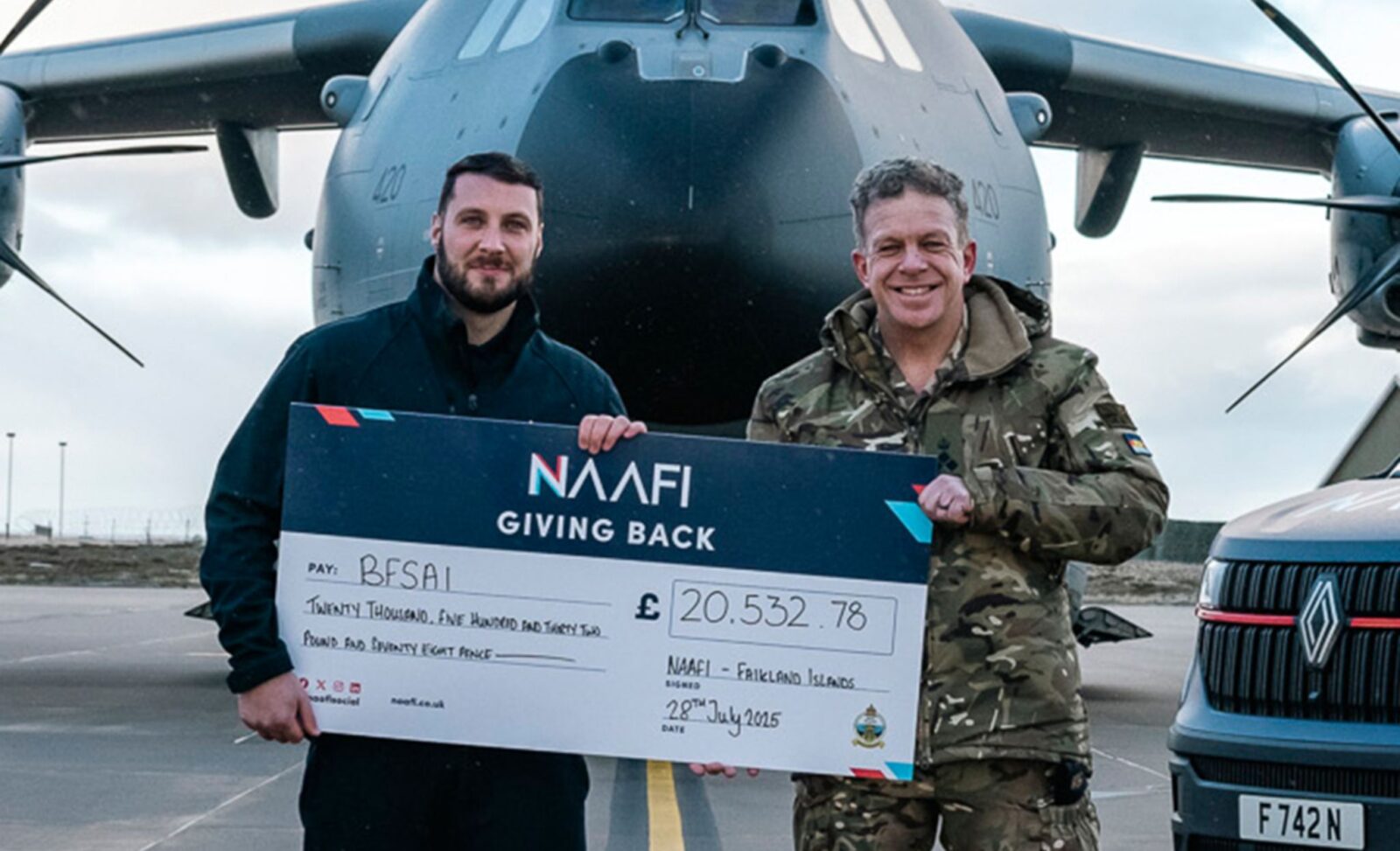 Falklands 2025 NAAFI Welfare Cheque