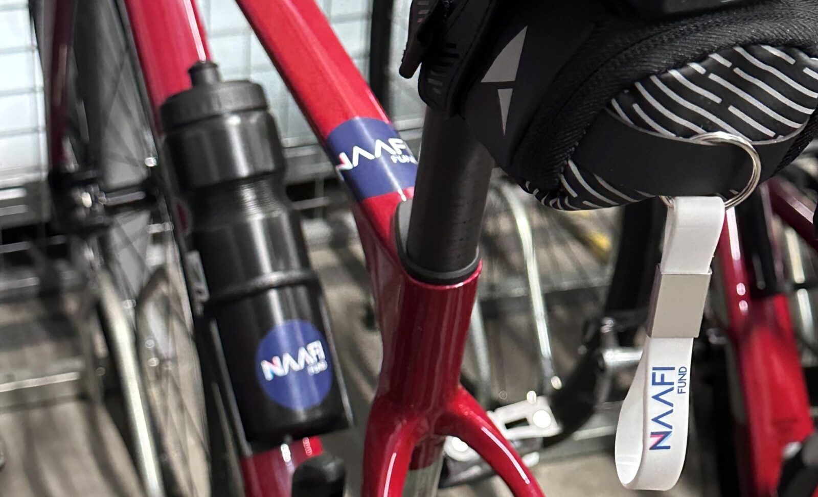 NAAFI Fund branding on the bikes of 9 Training Support Battalion Royal Electrical and Mechanical Engineers